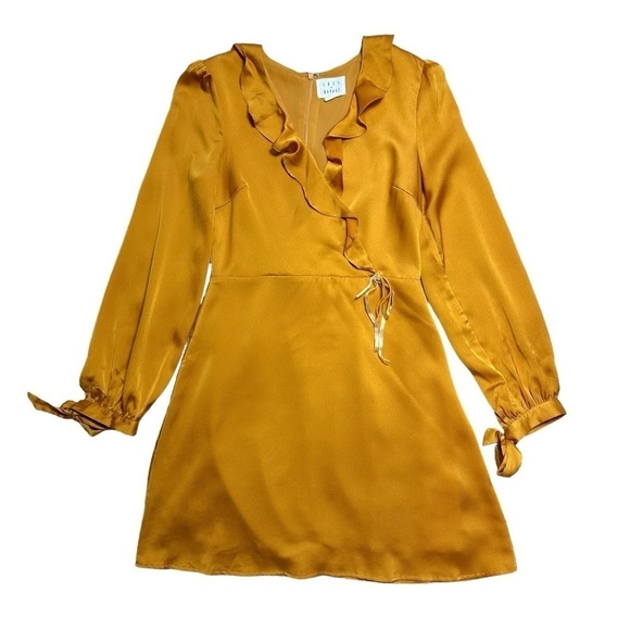 Lost + Wander Golden Yellow Dawn Satin Mini Dress Womens US S - Picture 2 of 10